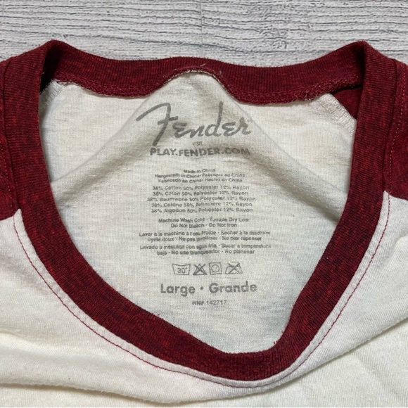 Fender Kids Raglan Shirt - Red and White - Picture 6 of 10